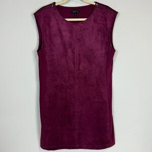 BCBGMaxAzria Karlee Maroon Shift Microsuede Dress L